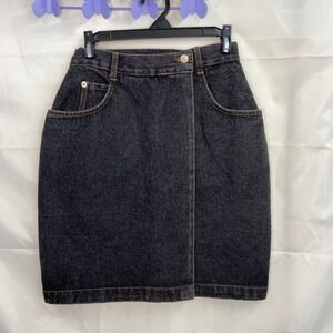 Vintage True Blue women's denim faux wrap cotton skirt casual high waisted small